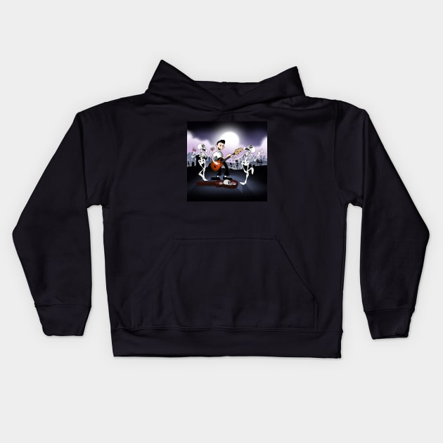 The Night That the Skeletons Came To Life (full bleed) Kids Hoodie by bradjbarry